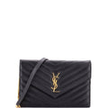 Classic Monogram Wallet on Chain Matelasse Chevron Leather Small