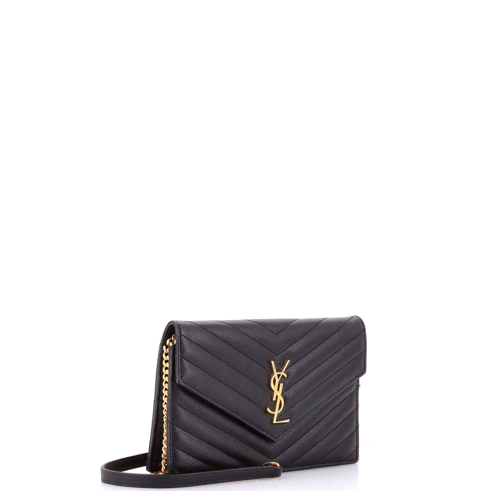 Classic Monogram Wallet on Chain Matelasse Chevron Leather Small