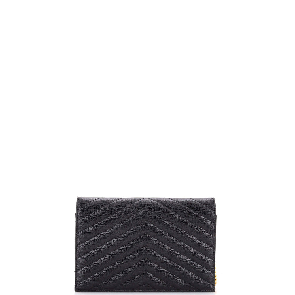 Classic Monogram Wallet on Chain Matelasse Chevron Leather Small