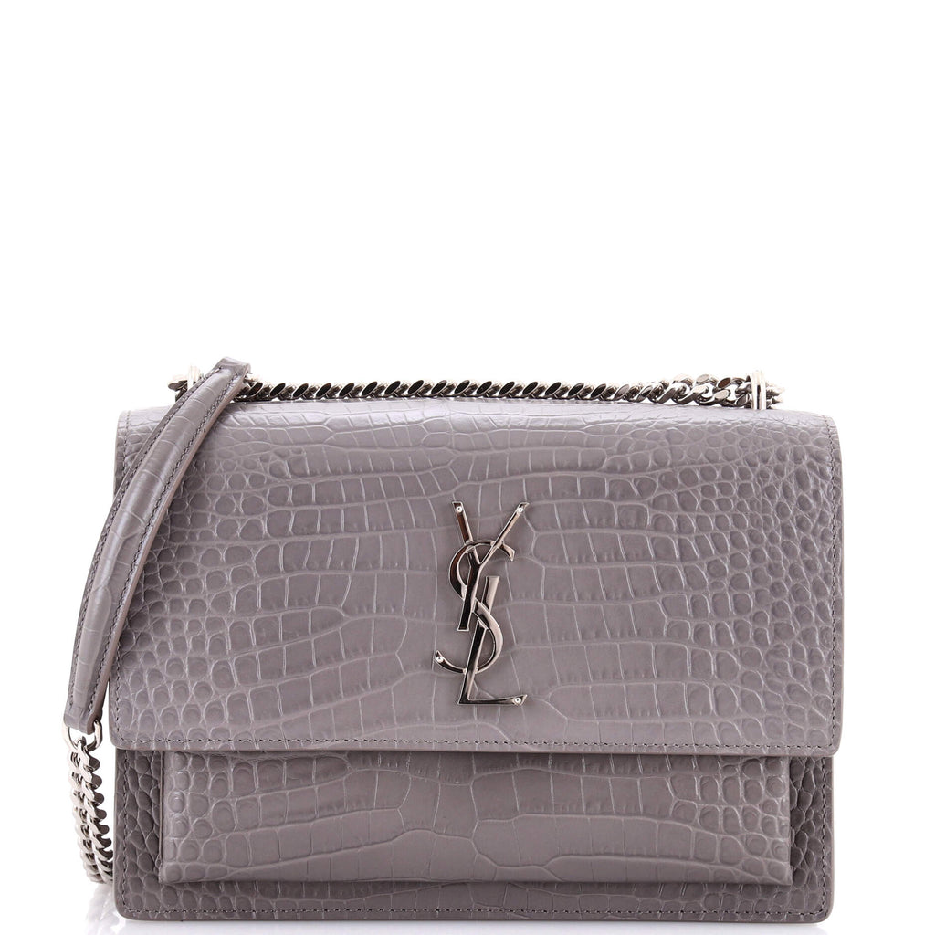 Sunset Crossbody Bag Crocodile Embossed Leather Medium