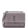 Sunset Crossbody Bag Crocodile Embossed Leather Medium
