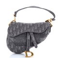 Saddle Handbag Logo Embroidered Oblique Canvas Medium