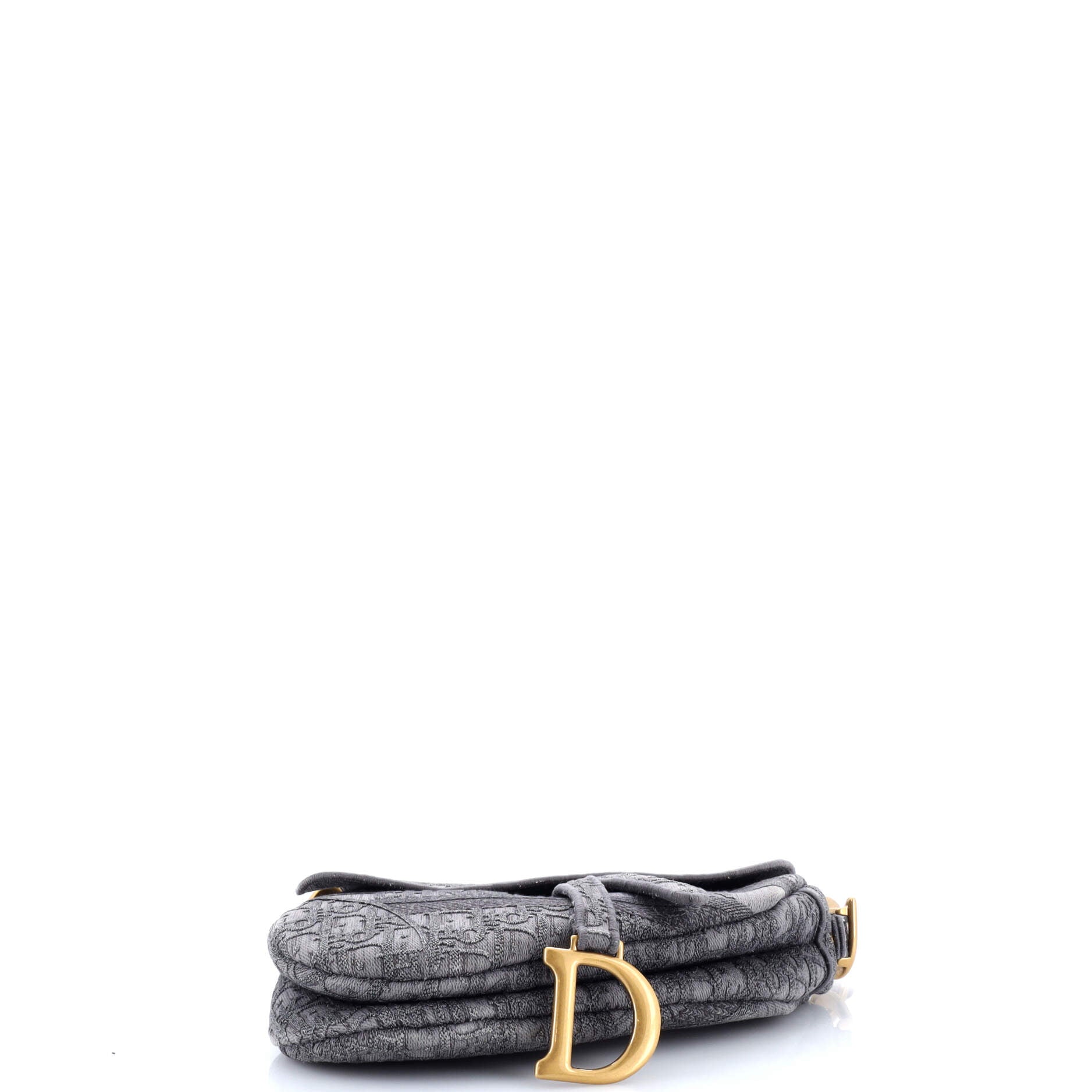 Saddle Handbag Logo Embroidered Oblique Canvas Medium