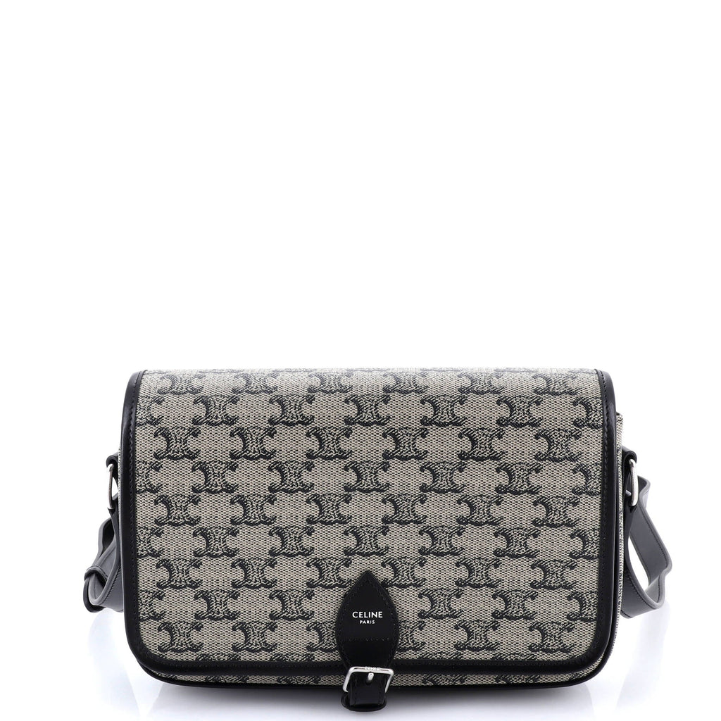 Folco Messenger Bag Triomphe Coated Canvas and Leather Small