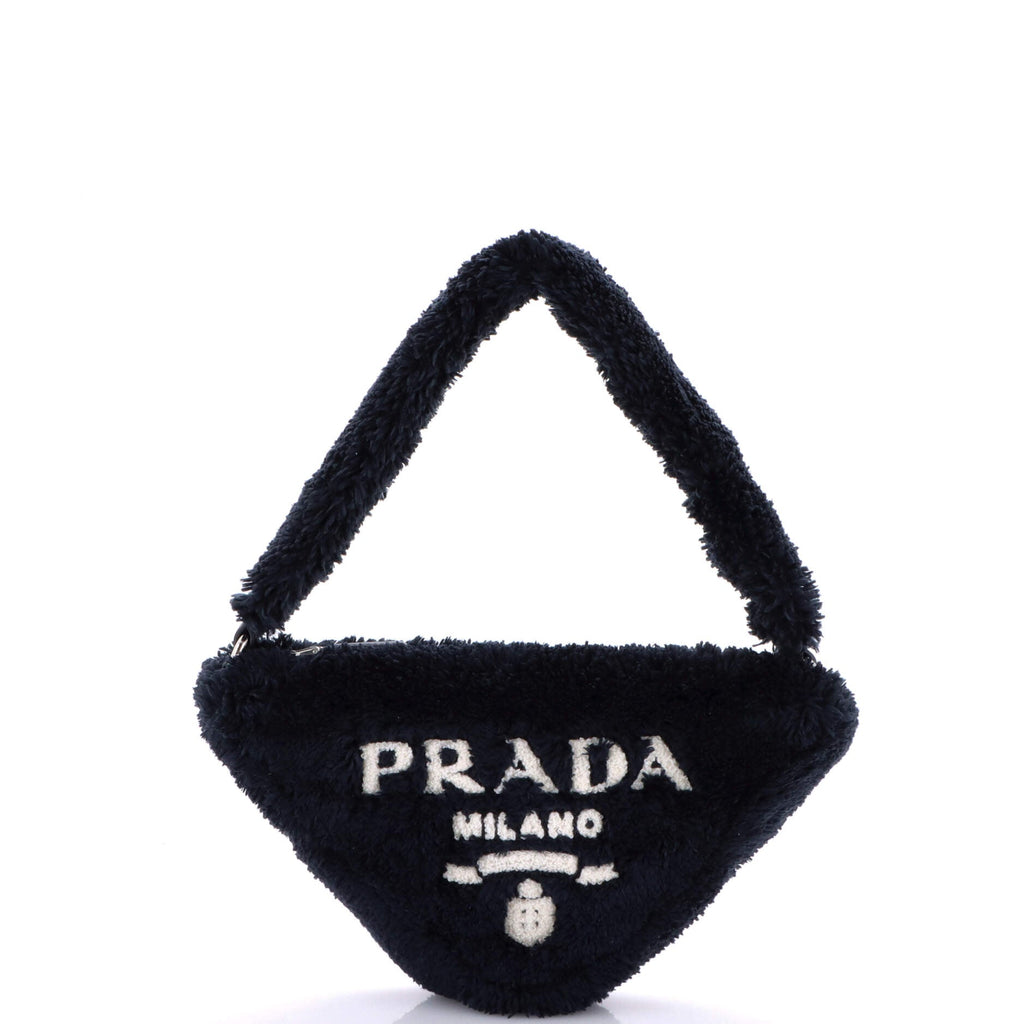 Triangle Top Handle Pouch Bag Terry Cloth Mini
