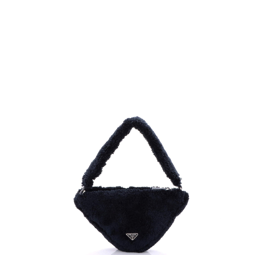 Triangle Top Handle Pouch Bag Terry Cloth Mini