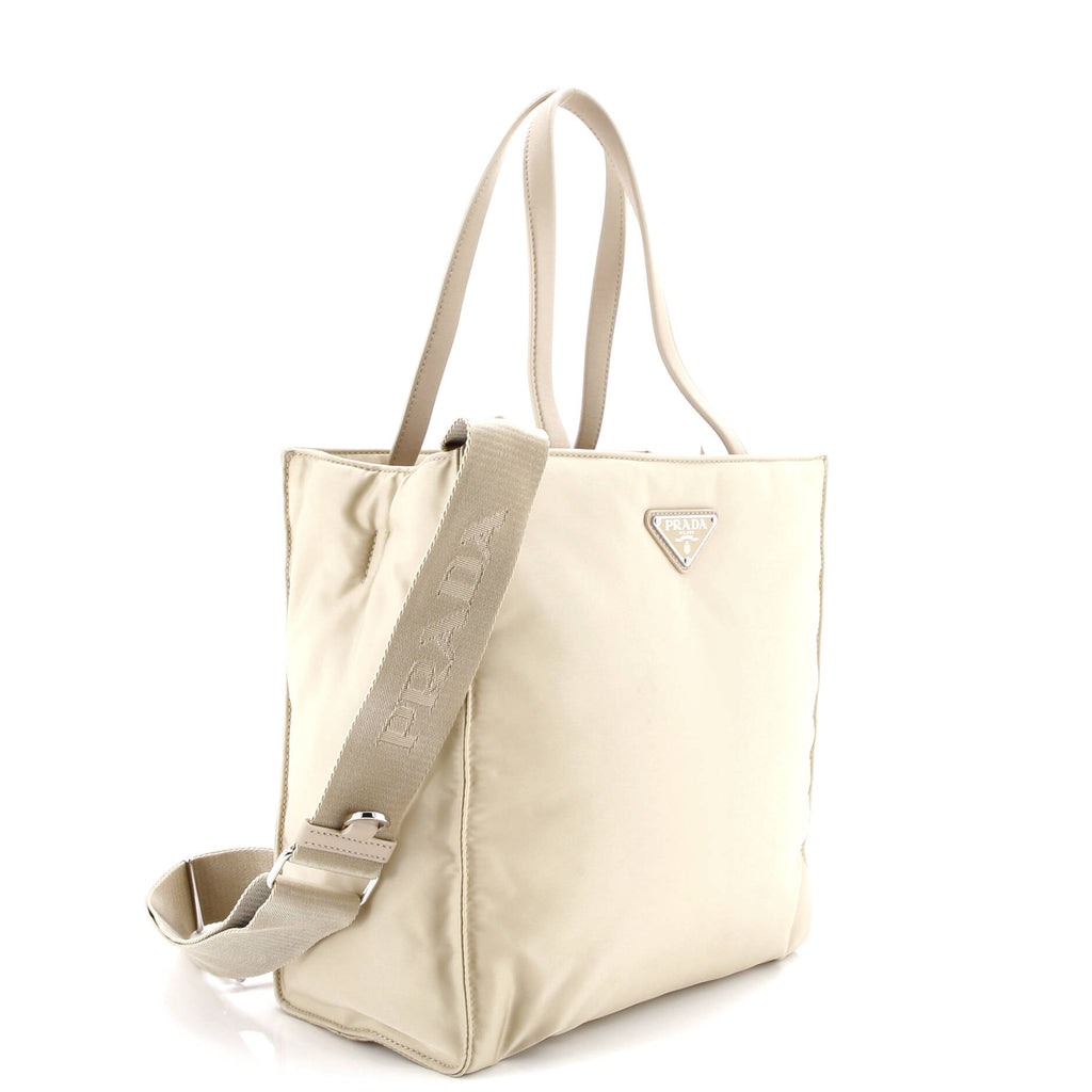 Padded Convertible Shopping Tote Re-Nylon with Leather Medium