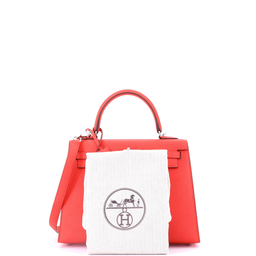 Kelly Handbag Verso Epsom with Palladium Hardware 25