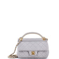 Lady Handle Flap Bag Quilted Calfskin Small