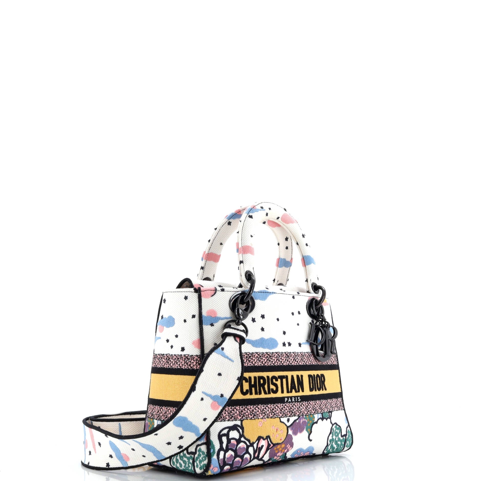 Lady D-Lite Bag Mizza Embroidered Canvas Medium