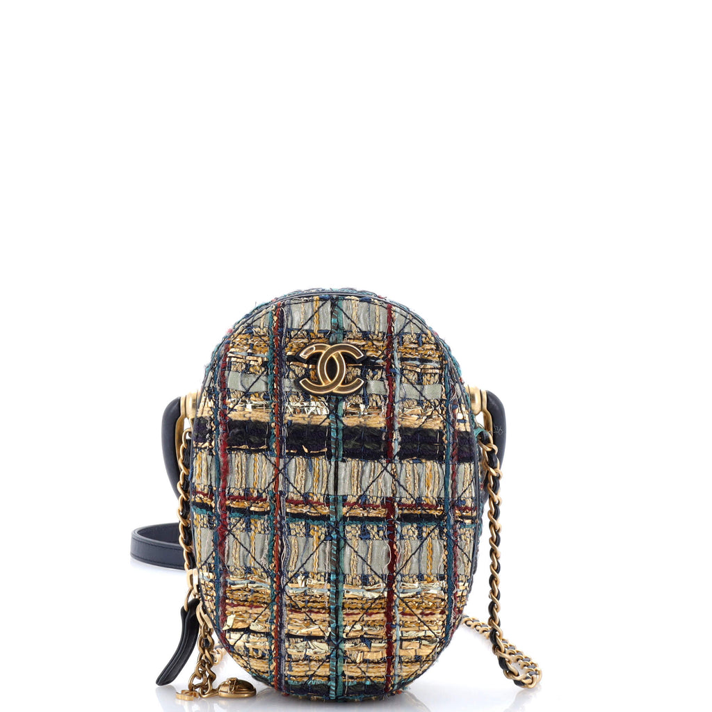Paris-New York Oval Camera Case Quilted Tweed Small