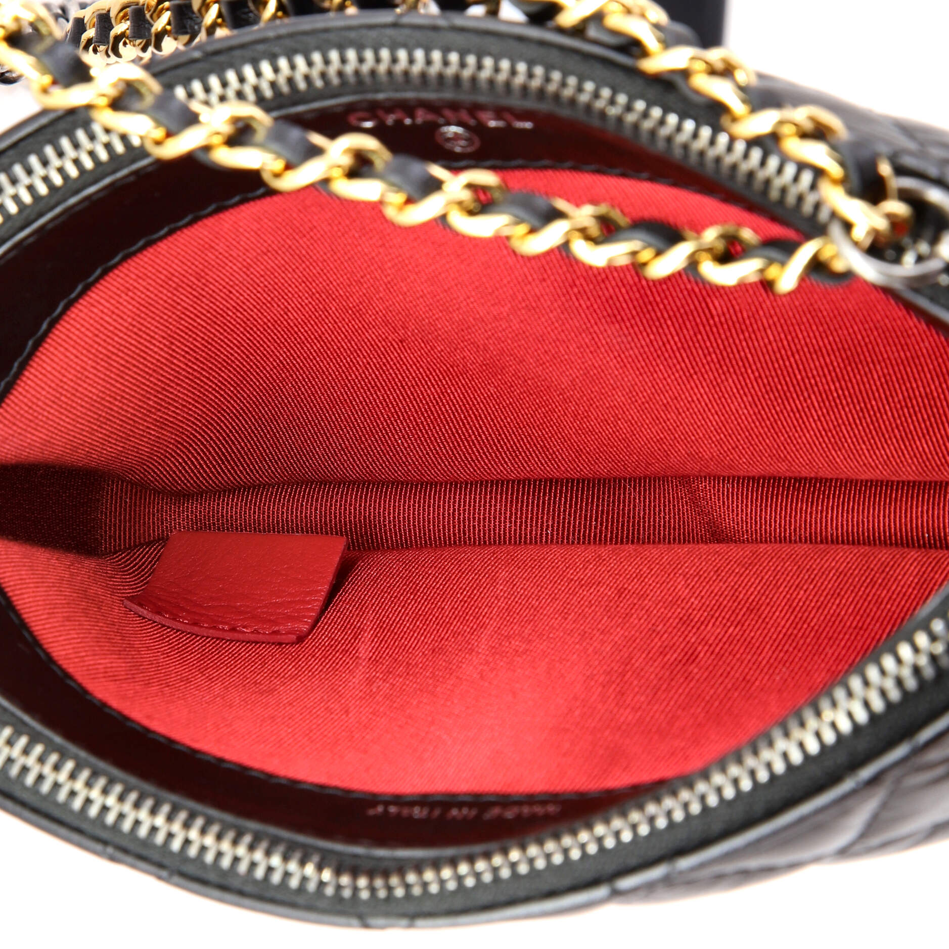 Gabrielle Logo Handle Double Zip Clutch with Chain Quilted Aged Calfskin