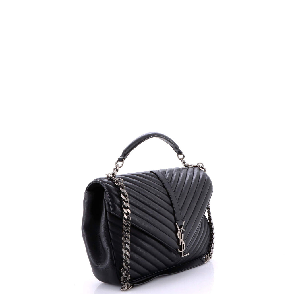 Classic Monogram College Bag Matelasse Chevron Leather Large