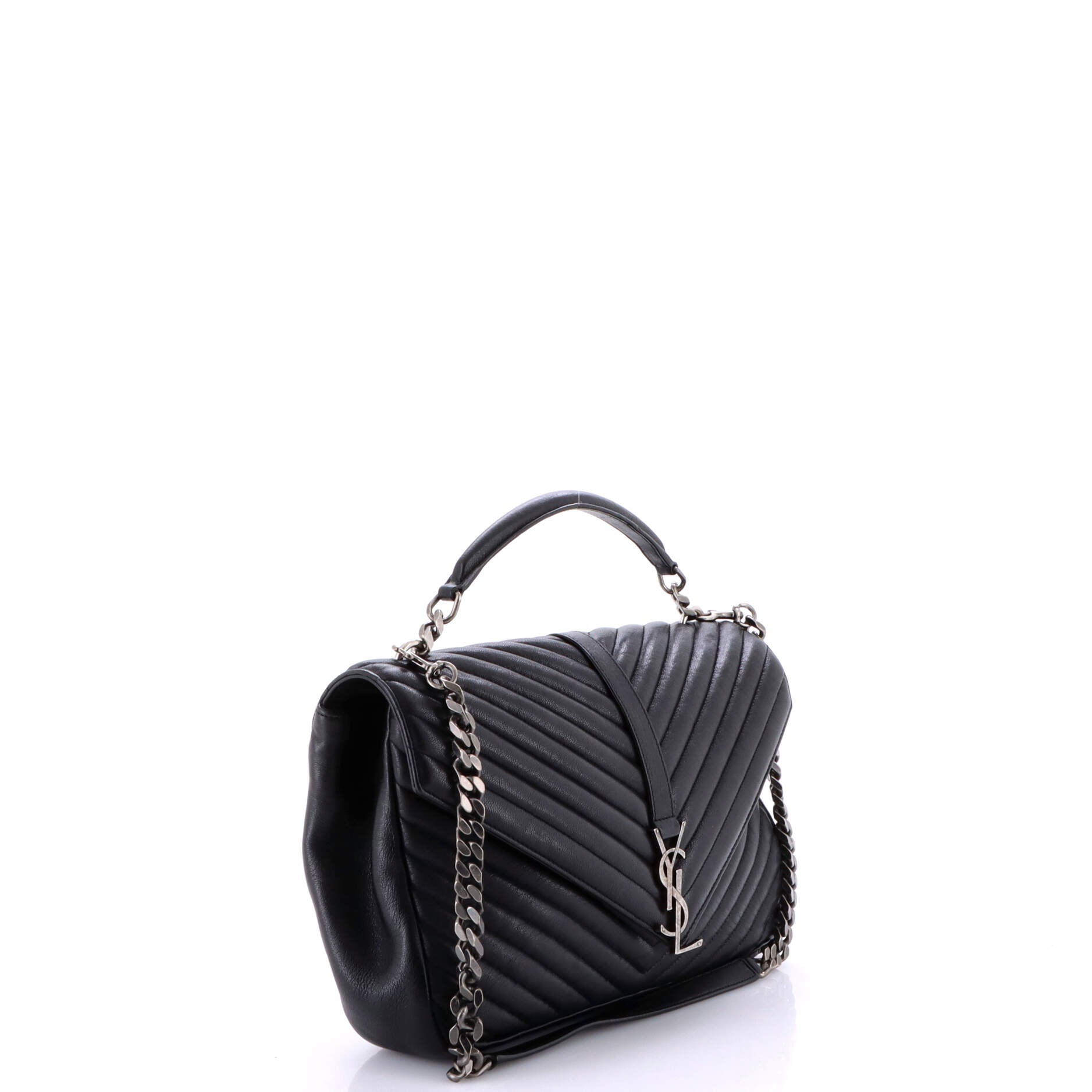Classic Monogram College Bag Matelasse Chevron Leather Large