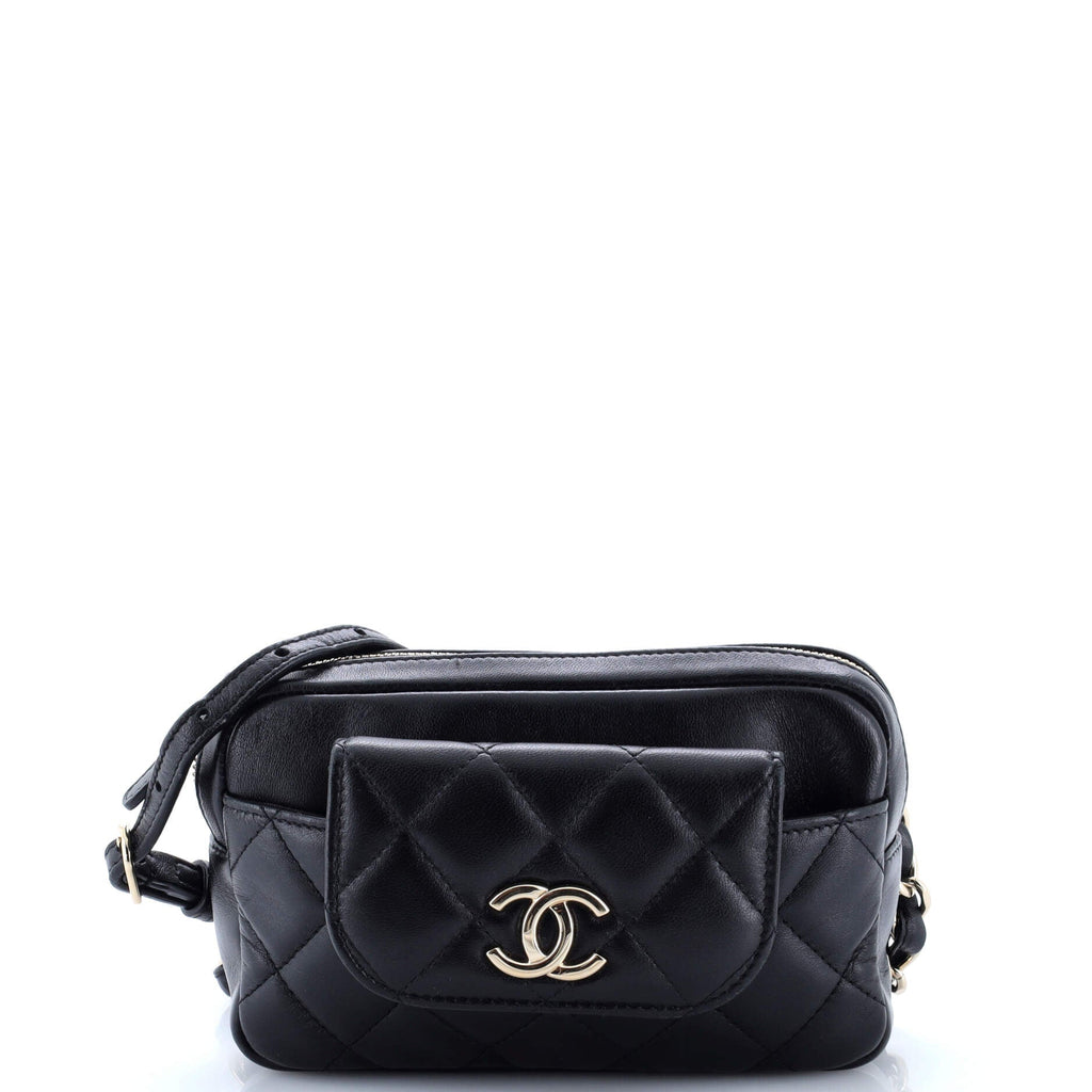 CC Front Pocket Waist Bag Quilted Lambskin