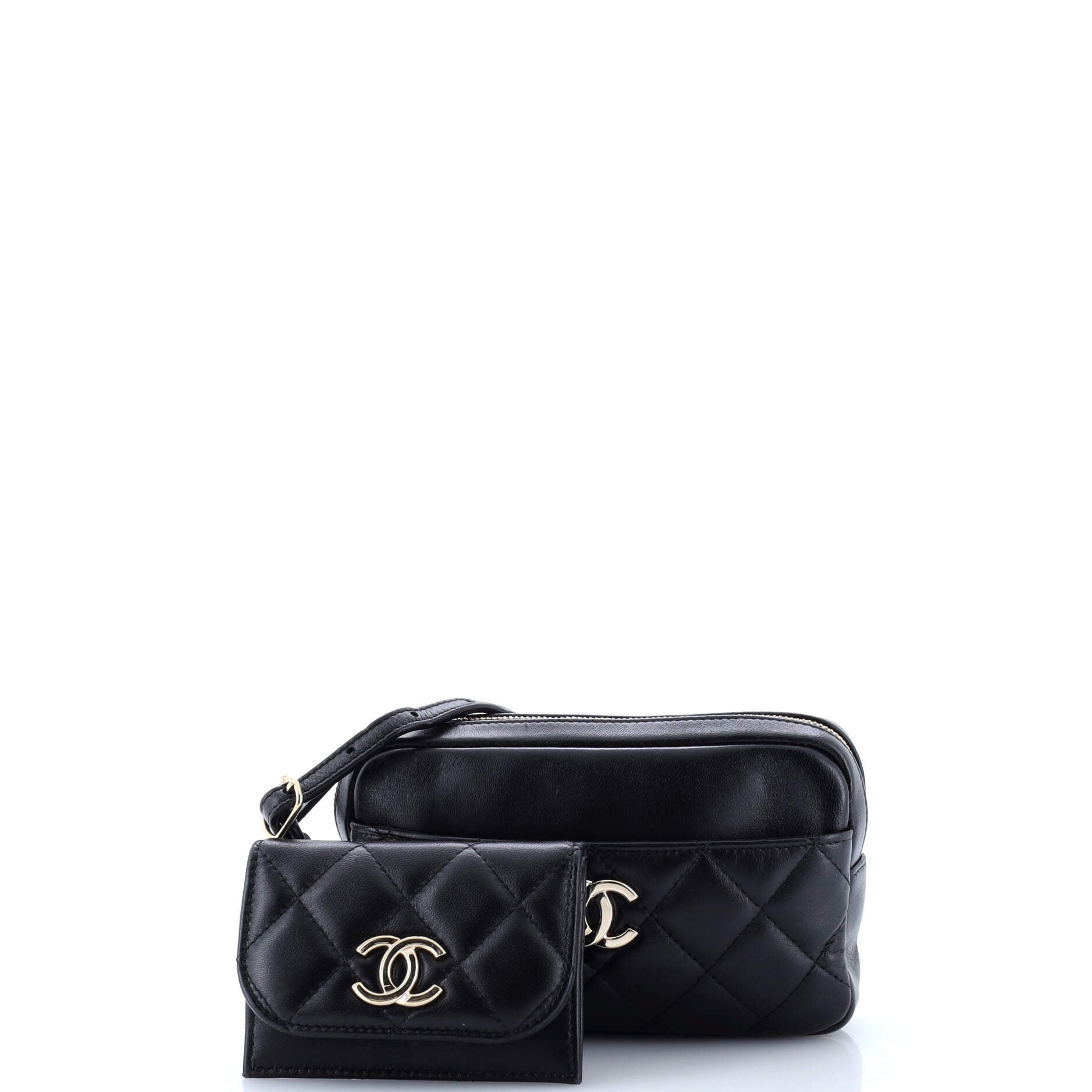 CC Front Pocket Waist Bag Quilted Lambskin