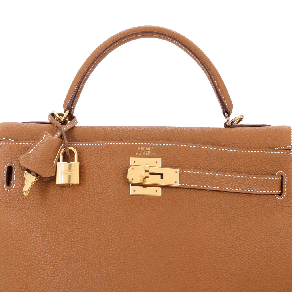 Kelly Handbag Gold Togo with Gold Hardware 32