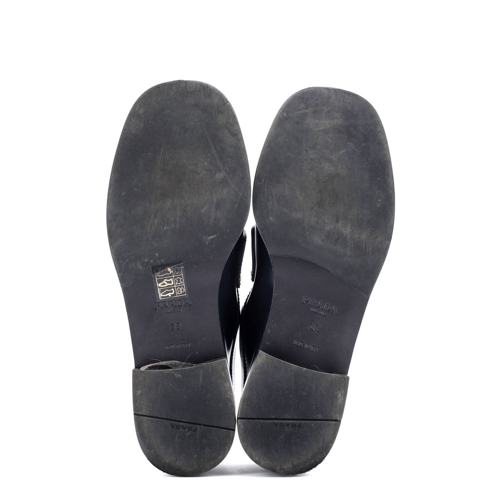 Women's Triangle Logo Loafers Spazzolato Leather