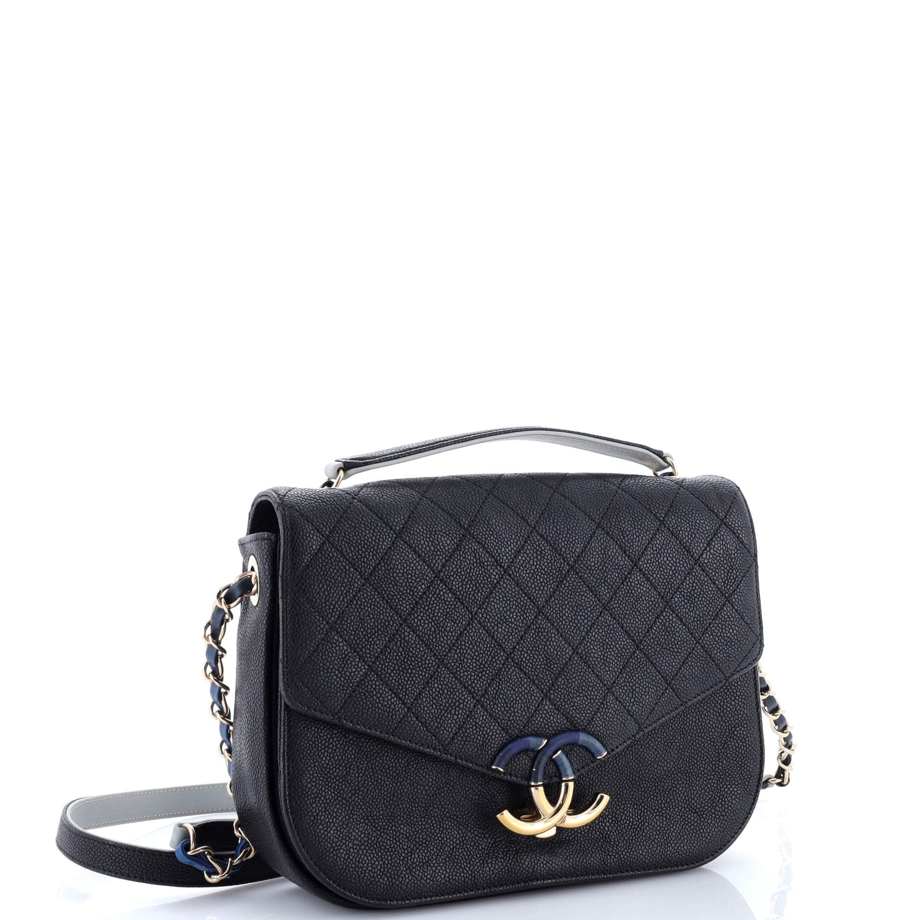 Thread Around Flap Bag Quilted Caviar Medium