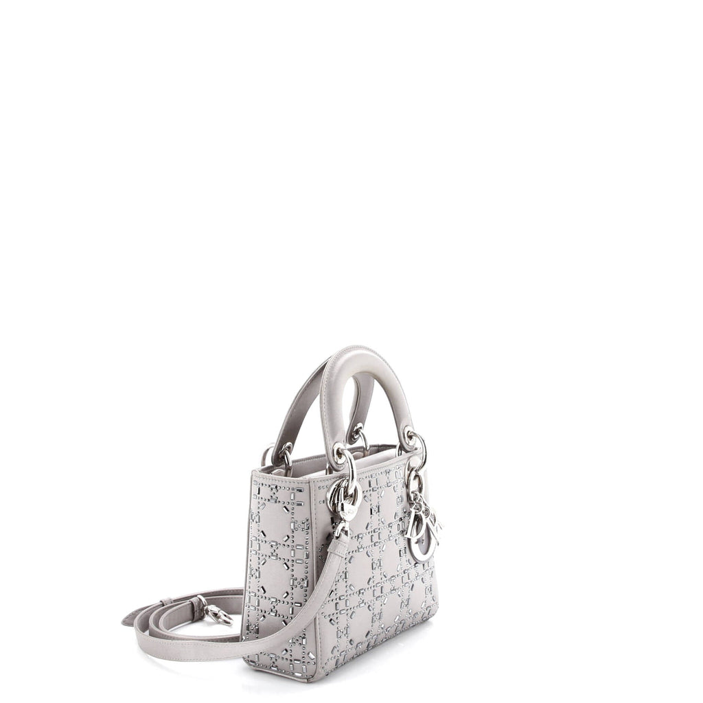 Lady Dior Bag Crystal Embellished Cannage Quilt Satin Mini
