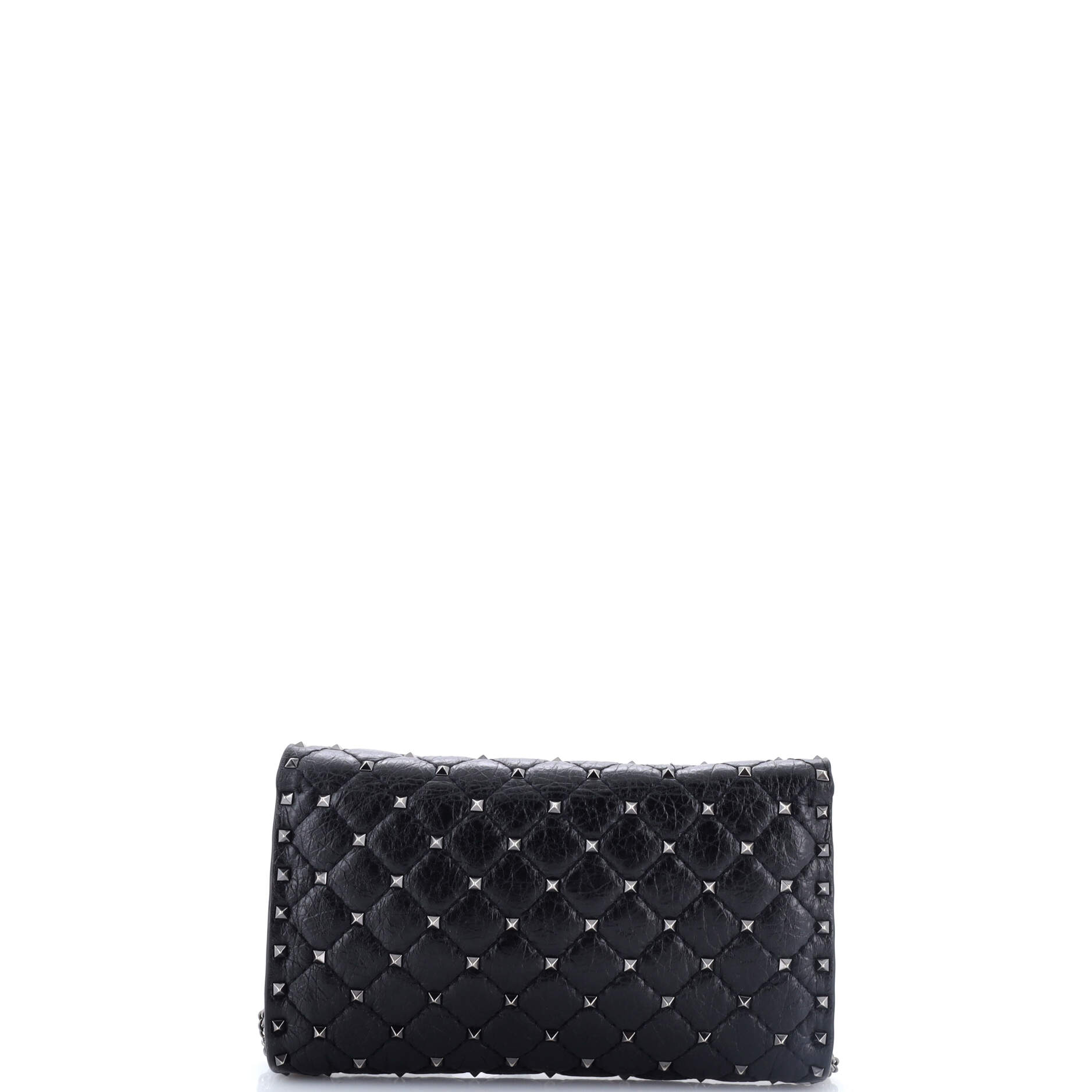 Rockstud Spike Wallet on Chain Quilted Leather Small