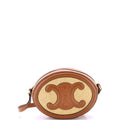 Triomphe Oval Crossbody Bag Straw and Leather