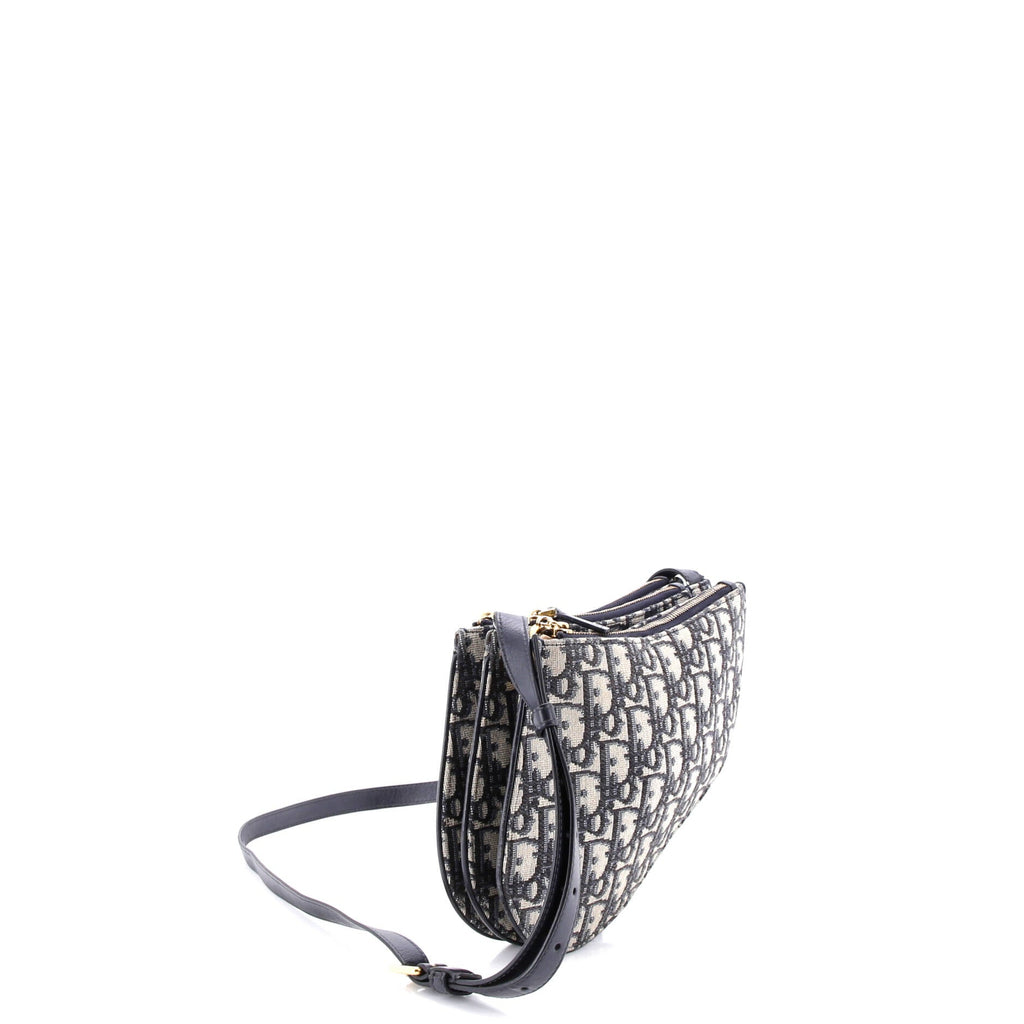 Saddle Triple Zip Crossbody Pouch Oblique Canvas