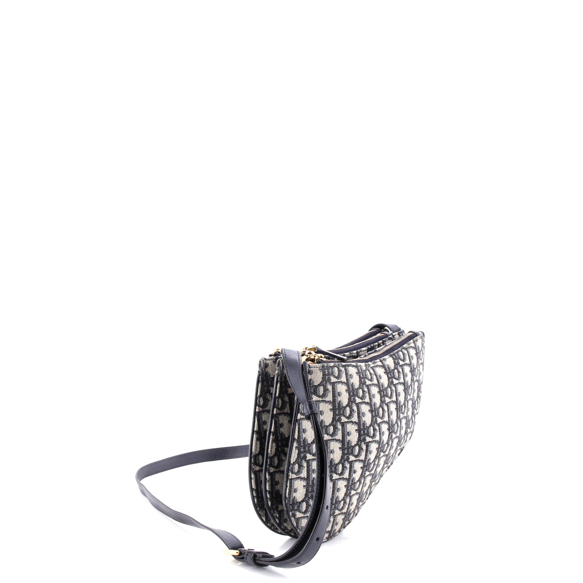 Saddle Triple Zip Crossbody Pouch Oblique Canvas