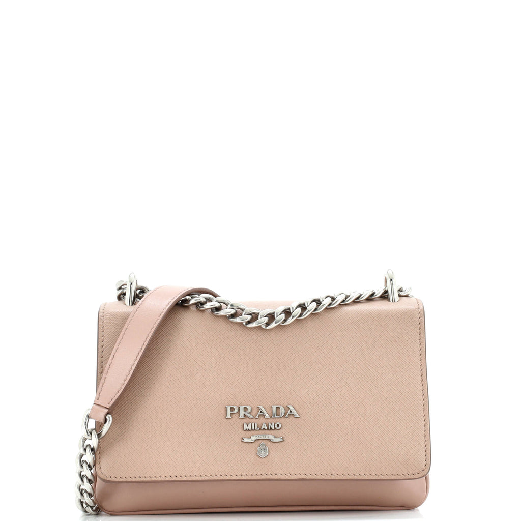 Chain Flap Crossbody Bag Saffiano and Soft Calf Small