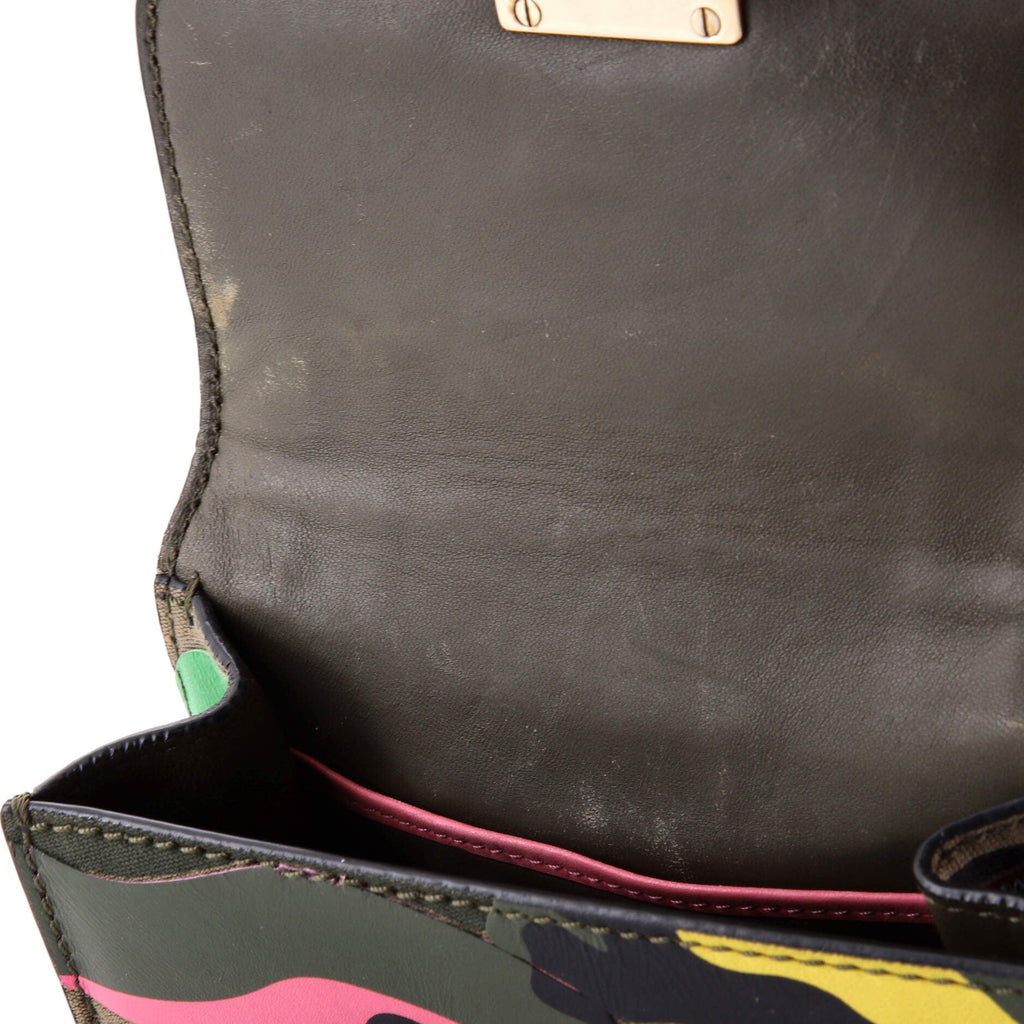 Glam Lock Shoulder Bag Camo Leather and Canvas Mini