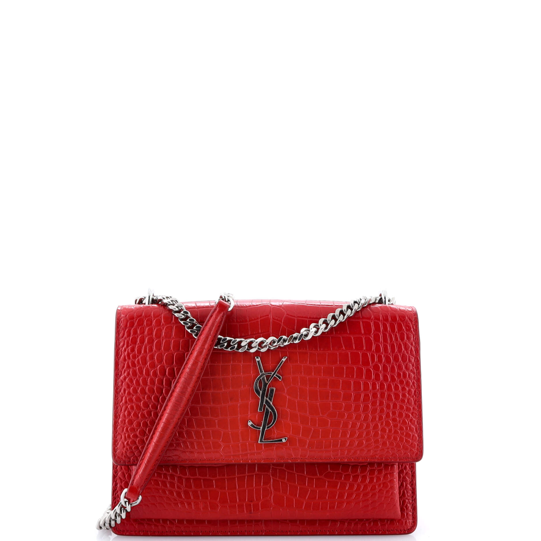 Sunset Crossbody Bag Crocodile Embossed Leather Medium