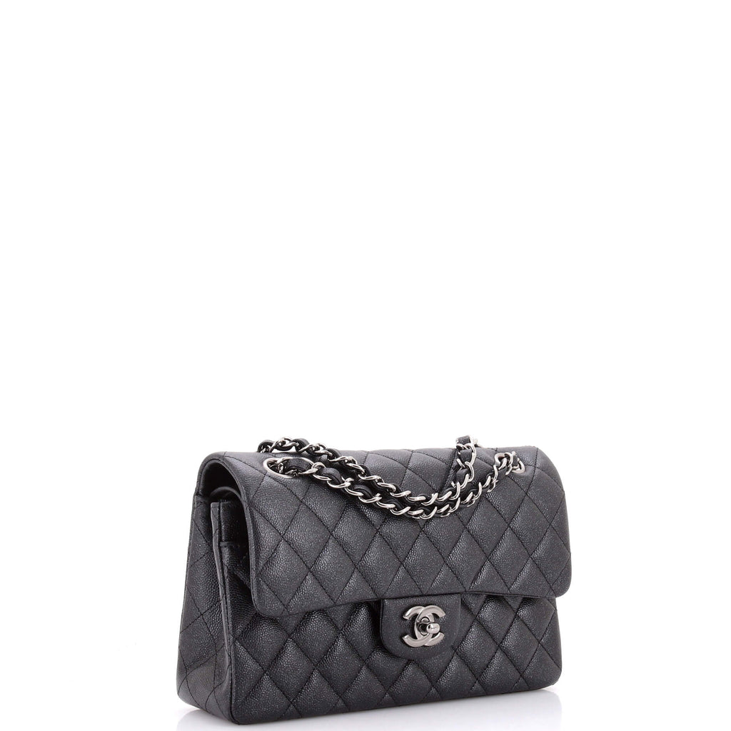 Classic Double Flap Bag Quilted Iridescent Caviar Small