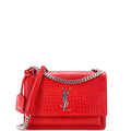 Sunset Crossbody Bag Crocodile Embossed Leather Medium
