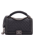 Chain Handle Boy Flap Bag Quilted Calfskin Old Medium