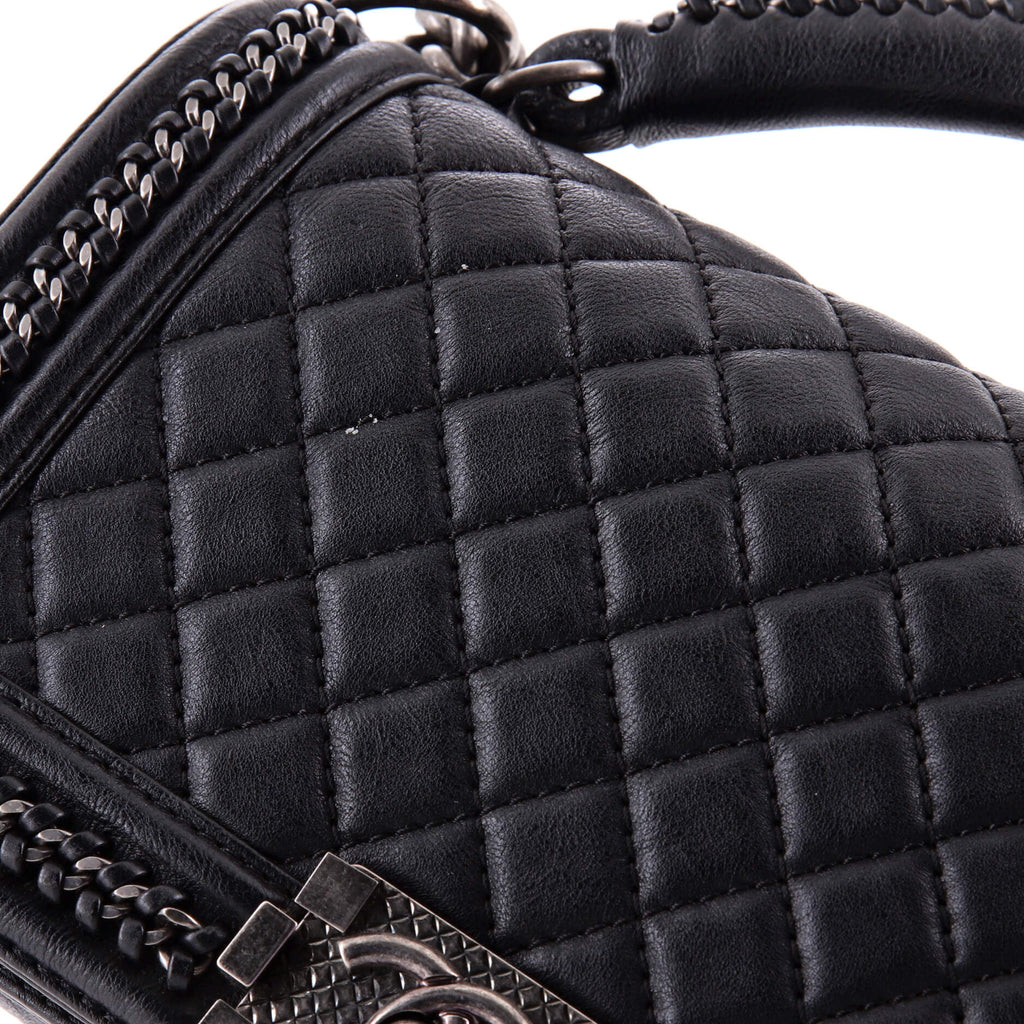 Chain Handle Boy Flap Bag Quilted Calfskin Old Medium