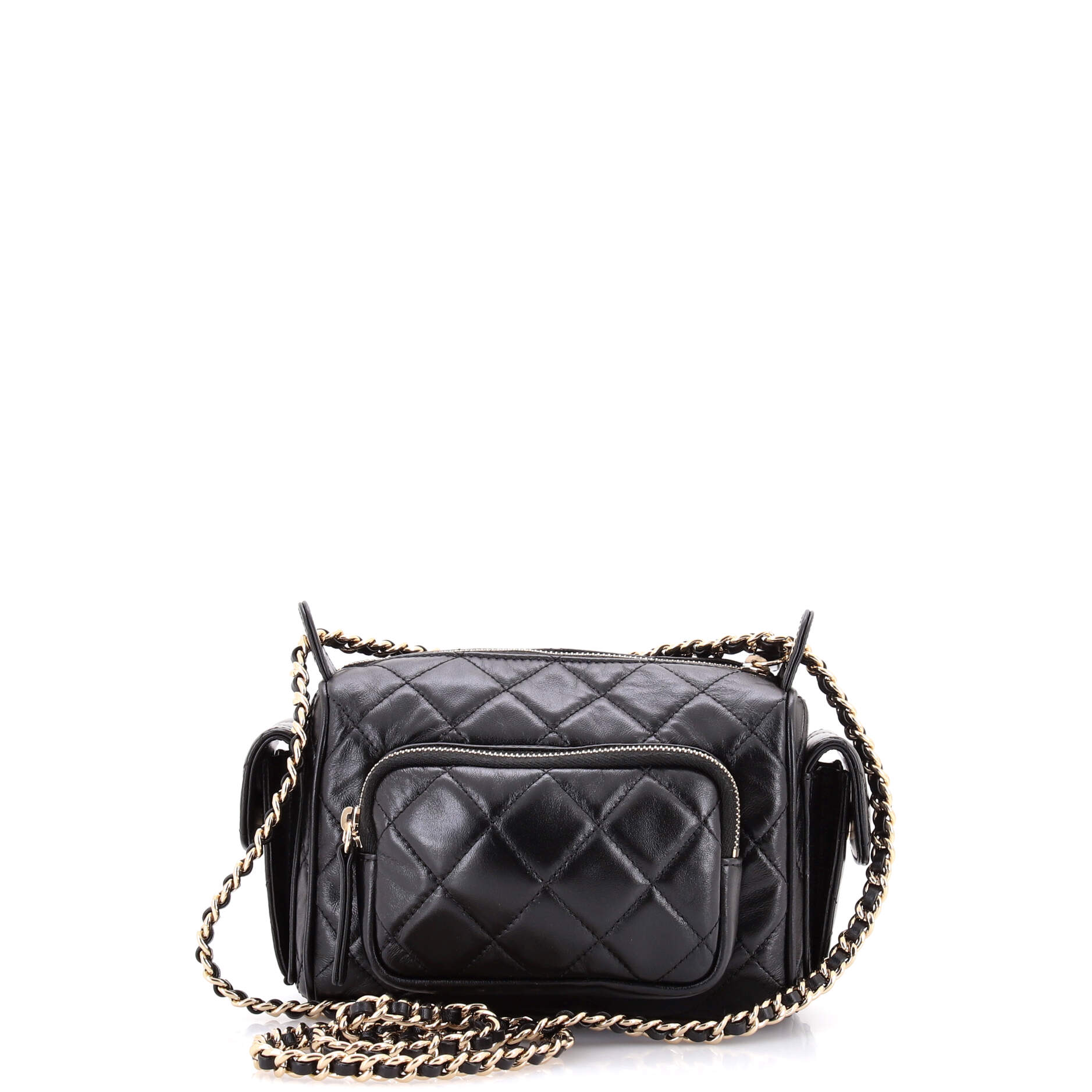 Multipocket Camera Case Quilted Crumpled Lambskin Small