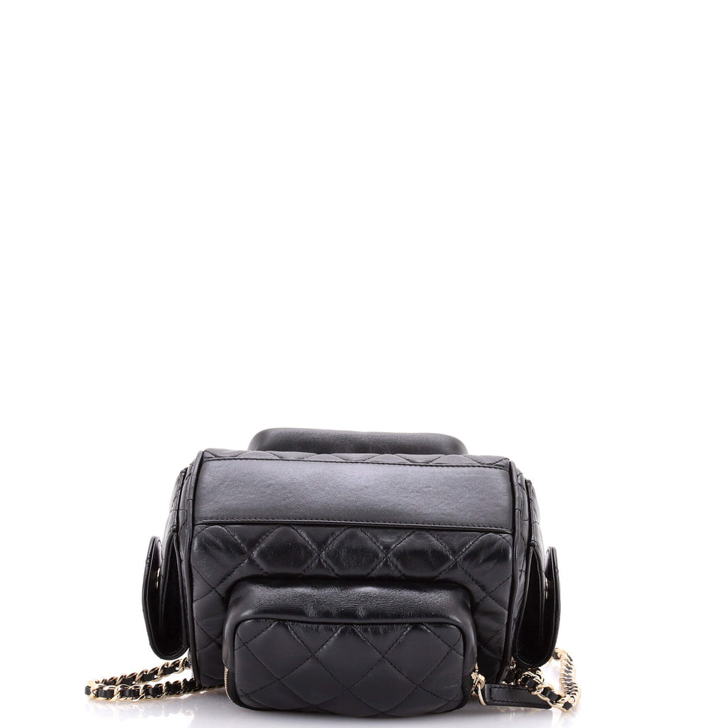 Multipocket Camera Case Quilted Crumpled Lambskin Small