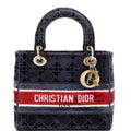 Lady D-Lite Bag Cannage Embroidered Velvet Medium