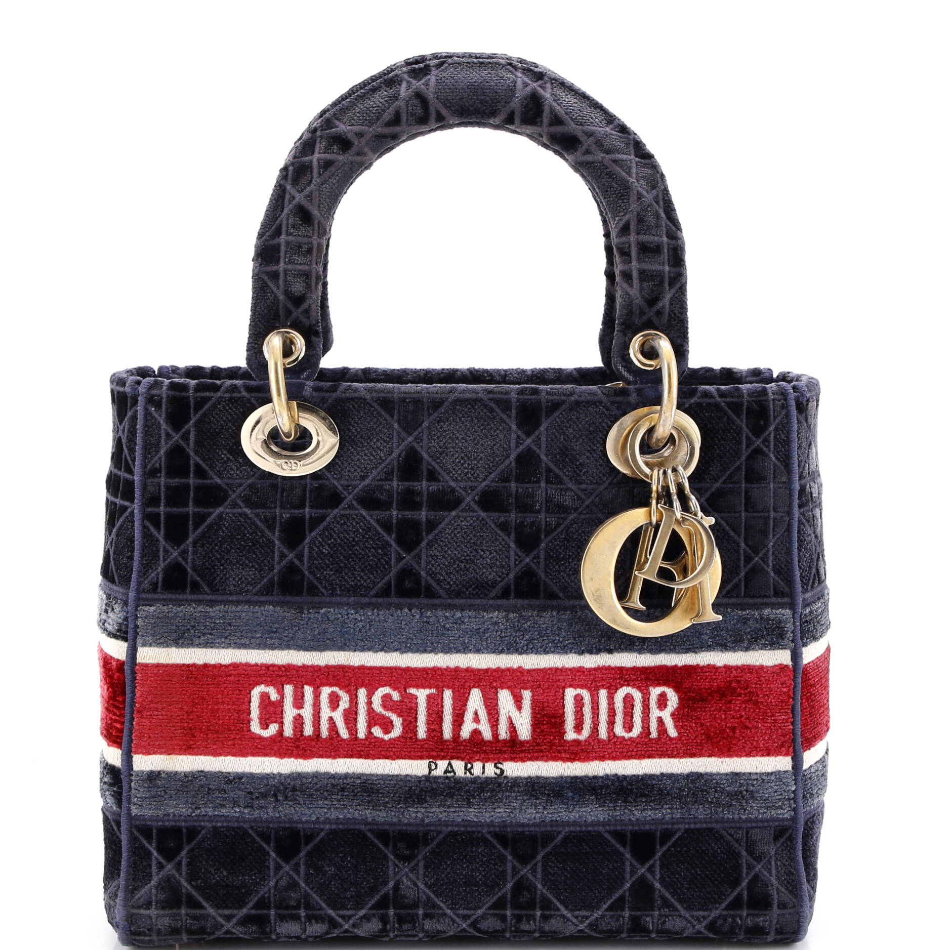 Lady D-Lite Bag Cannage Embroidered Velvet Medium