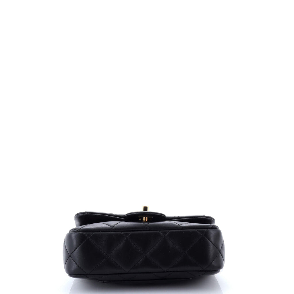 Crystal Chain Flap Top Handle Bag Quilted Lambskin Small