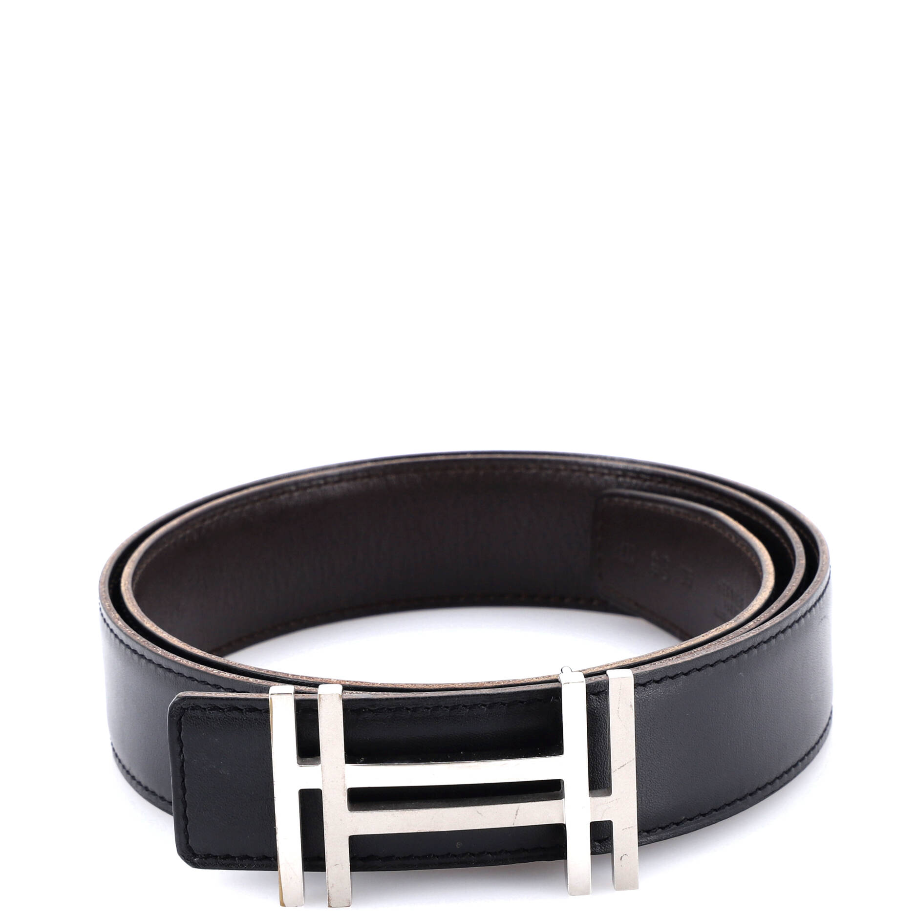 H Au Carre Reversible Belt Leather Medium