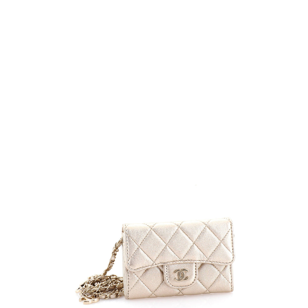 Classic Flap Chain Belt Bag Quilted Metallic Lambskin Mini