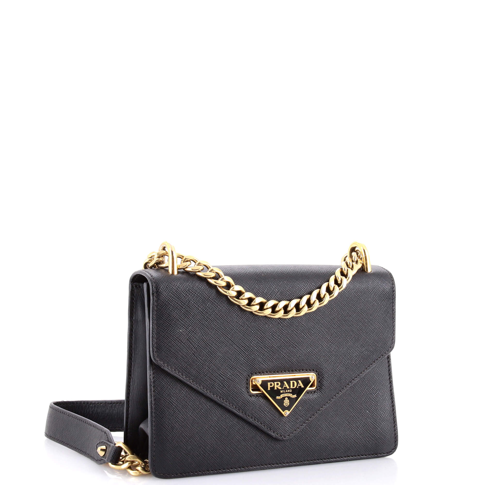 Envelope Flap Chain Shoulder bag Saffiano Leather Small