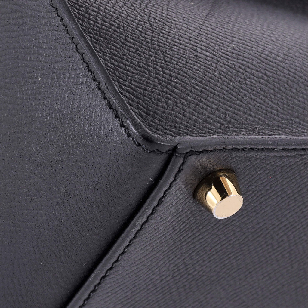 Kelly Handbag Noir Epsom with Gold Hardware 32
