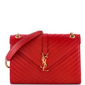 Classic Monogram Envelope Satchel Matelasse Chevron Leather Large
