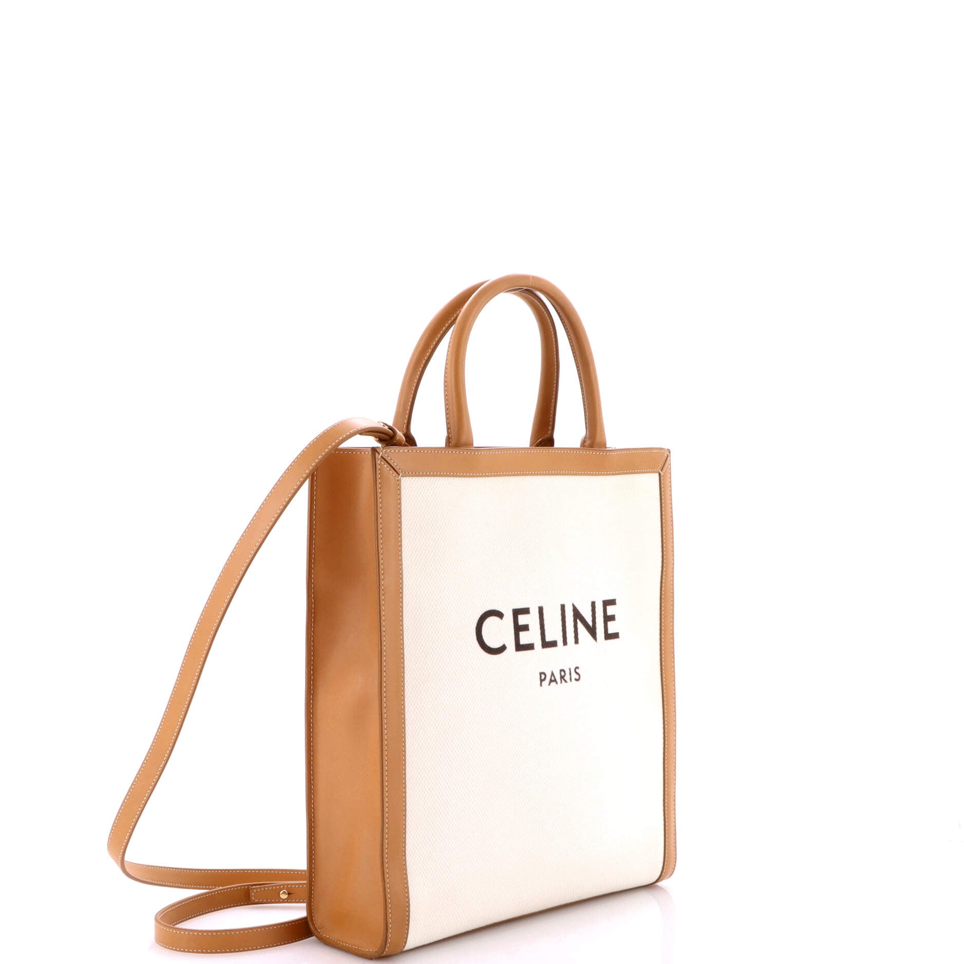 Vertical Cabas Tote Canvas with Leather Small