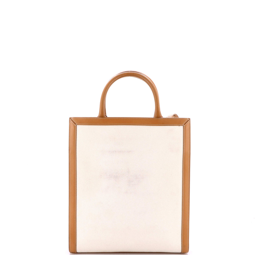 Vertical Cabas Tote Canvas with Leather Small