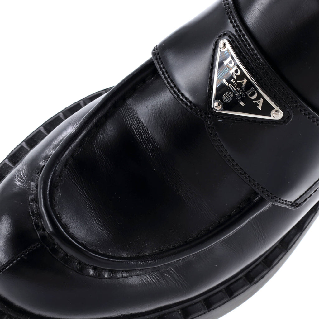 Women's Triangle Logo Loafers Spazzolato Leather