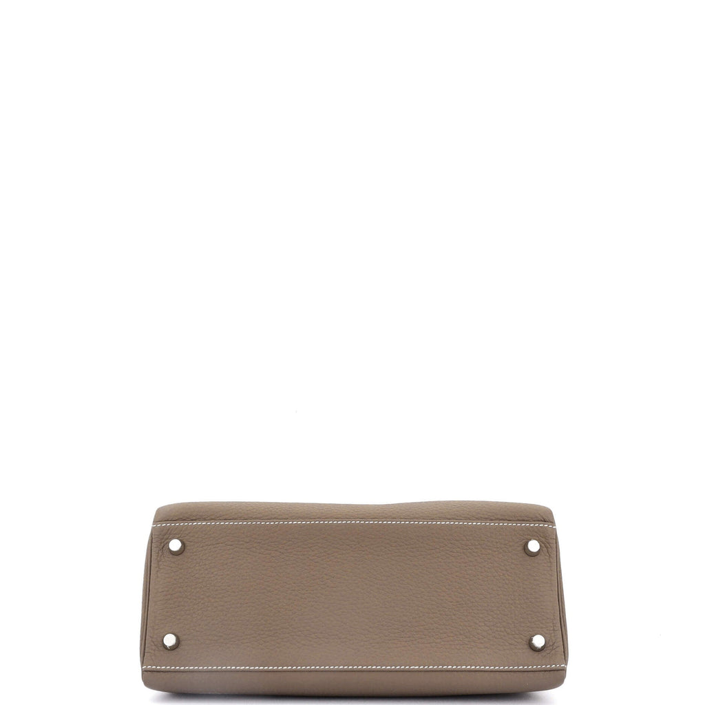 Kelly Handbag Grey Clemence with Palladium Hardware 28
