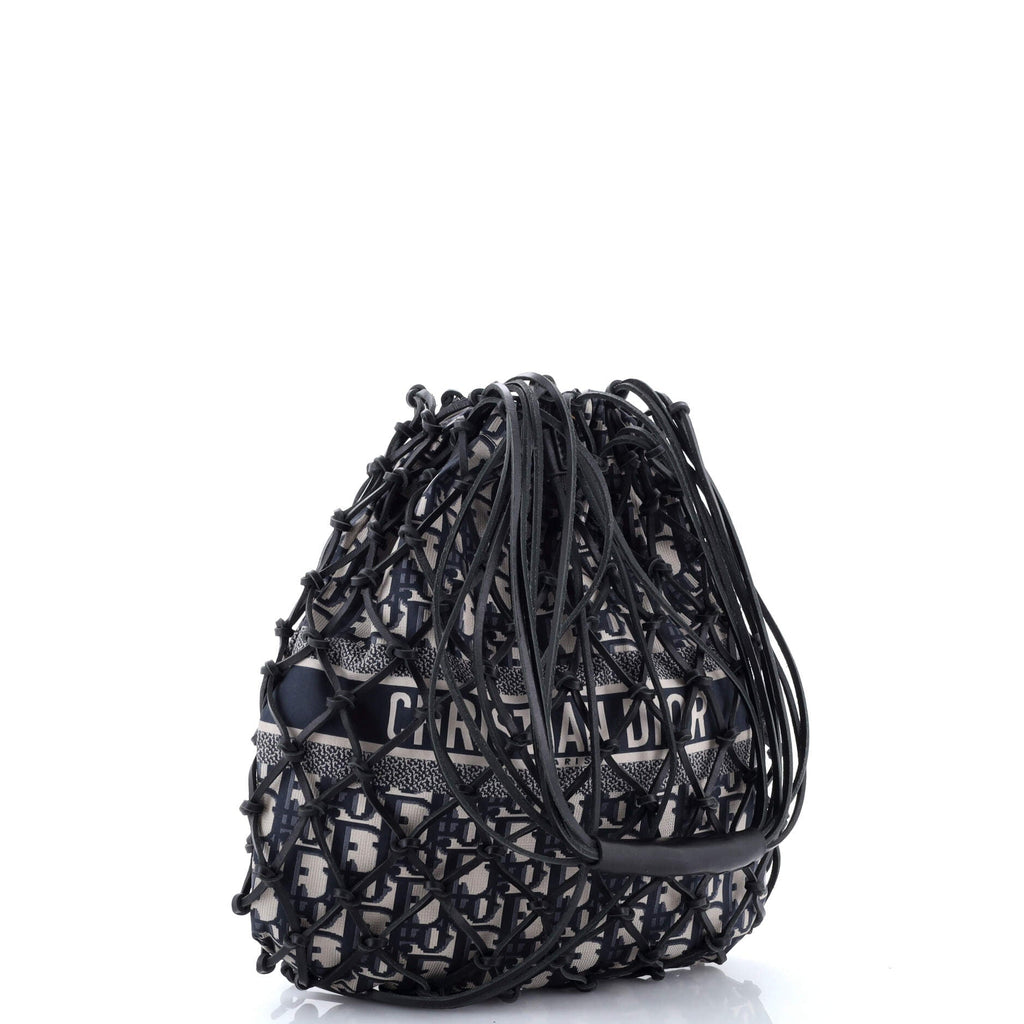Drawstring Net Tote Diorissimo Canvas and Leather
